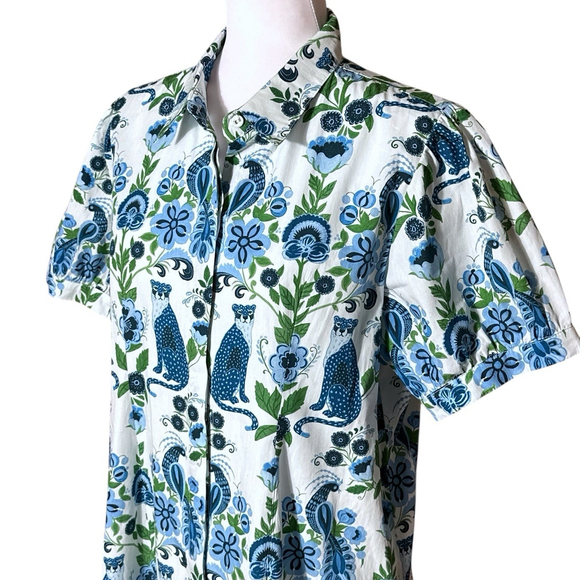 Beau & Ro NWOT The Kris Dress White Leopard Love Cotton Midi Button Front Medium - Picture 8 of 11